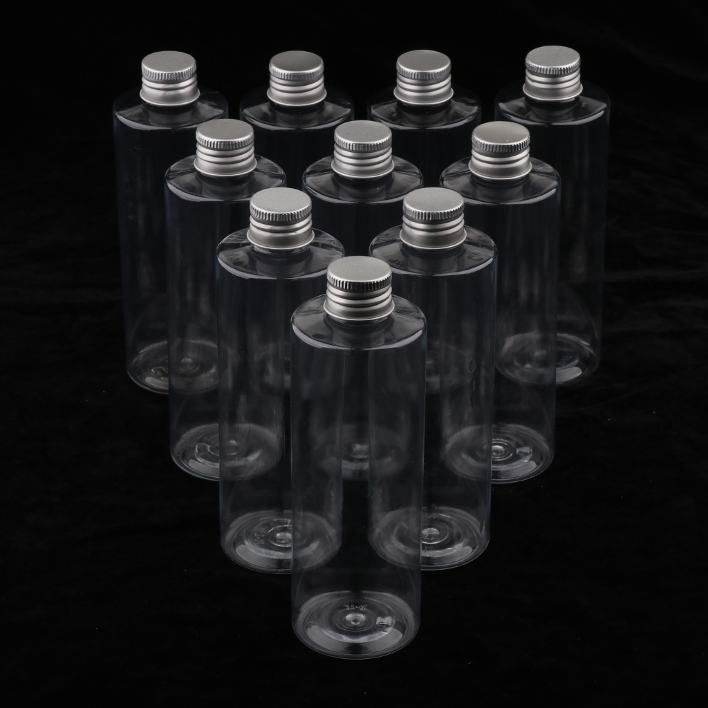 250ML Aluminum Screw Cap Clear Plastic Pet Bottles, Travel Containers for