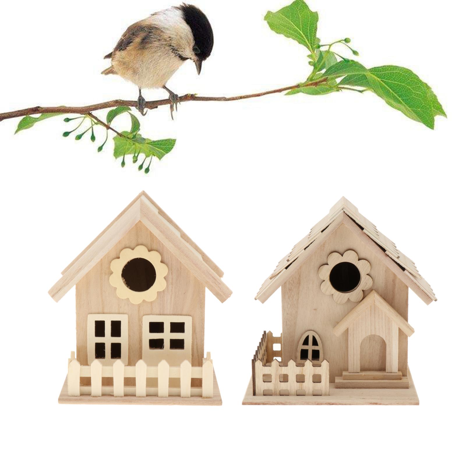 Wood Bird House Hanging Birdhouse Outside DIY Paintable Bird Nest Box Craft