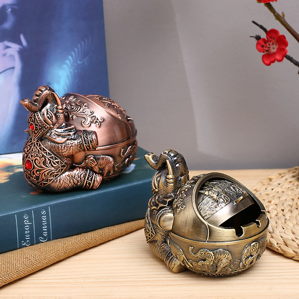Ash Tray with Lid Cigarette Holder Creative Collectible Ashtray Indoor&Outdoor Artware Statue Home Decoration Centerpiece