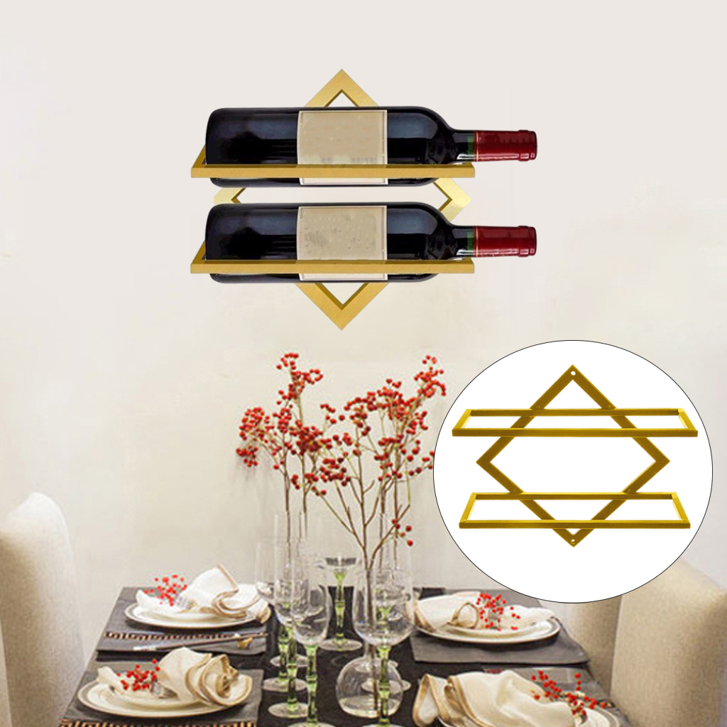 2 Bottle Steel Wall Mounted Wine Holder Simple Hanging Wine Rack Storage Holder Shelf Bar Kitchen Rack Bottle Display Stand