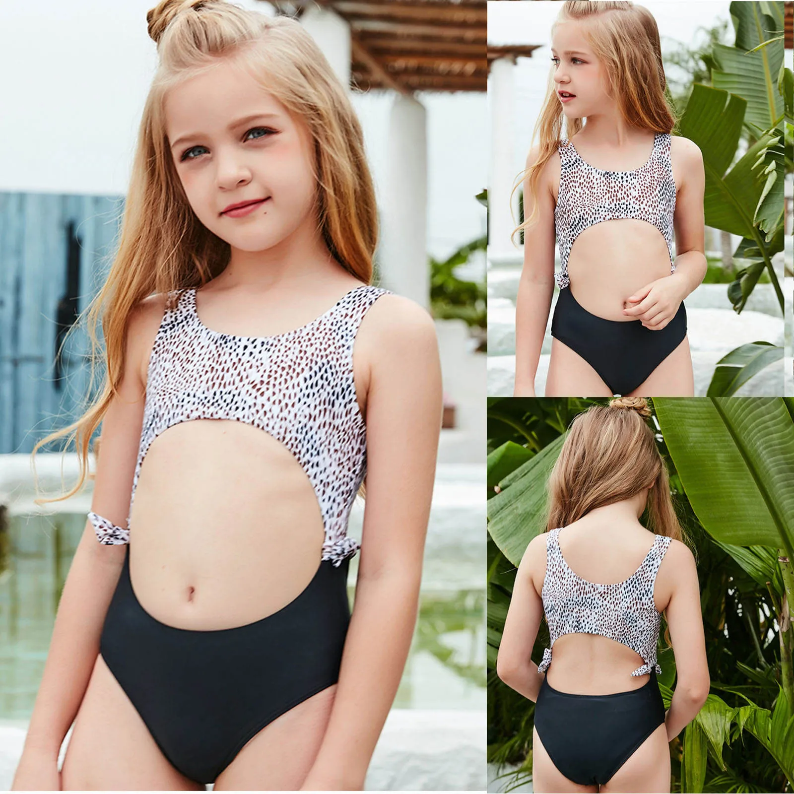 Conjunto de Bikini con estampado de leopardo para niñas, traje de baño de una pieza con estampado de leopardo, de baño de dos piezas, Mayo, 2021|Trajes - AliExpress