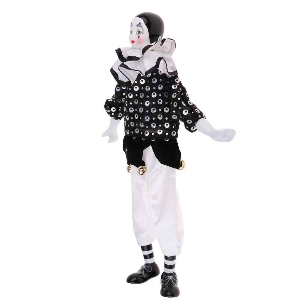 38cm Harlekin Pierrot Jester Clown Porzellanpuppe in Kleidung 15 cm hoch # 2 