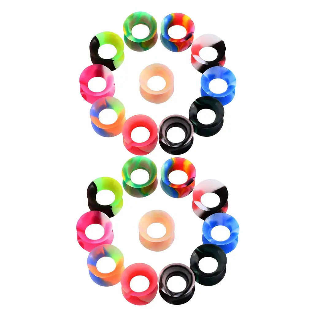 11 Pairs Soft Silicone Tunnels Ear Gauges Plugs Stretchers Flexible Expander Ear Stretching Kits 6mm/8mm/10mm/12mm/14mm/16mm