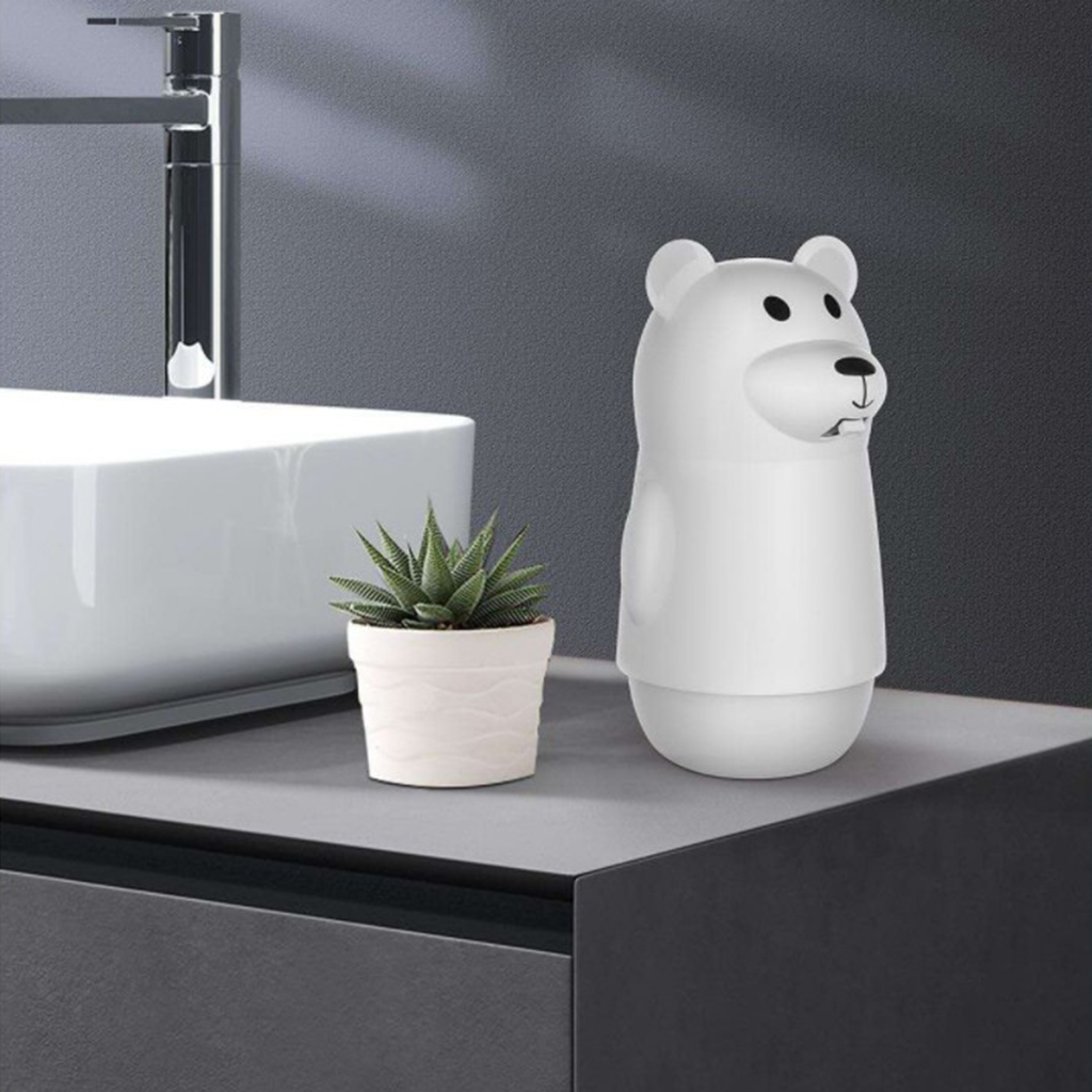 Automatic Soap Dispenser Cute Bear Shape Infrared Sensor Touchless Soap Dispenser 300ml USB Rechargeable Foaming Soap Dispenser