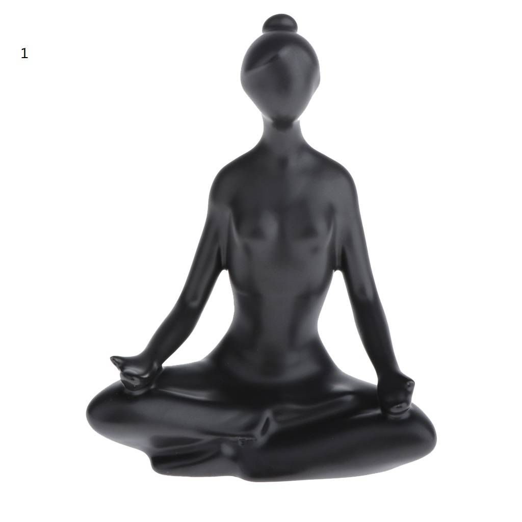 2x Home Yoga Girl Ornament Ceramic Crafts Ornament Creative Home Furnishing