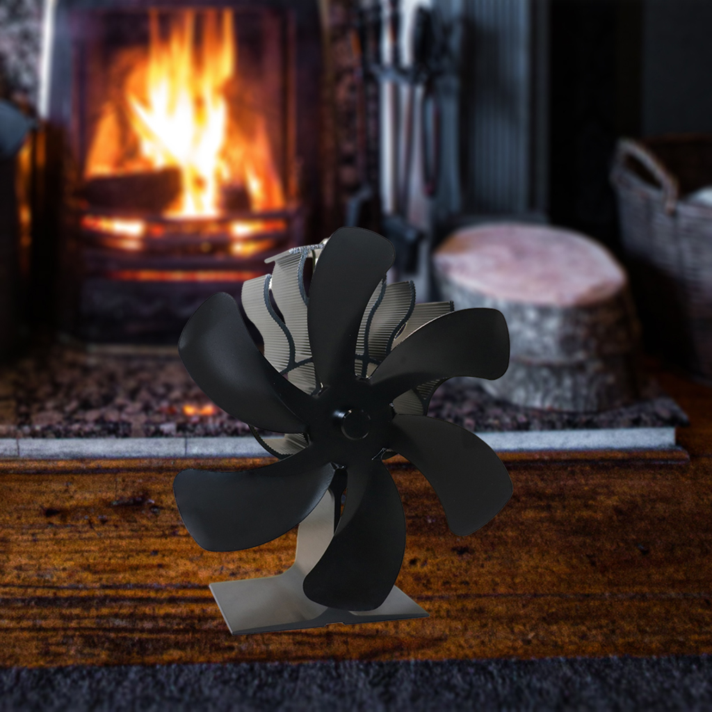 Heat Powered 6 Blade Stove Fan Wood/Log Burner Fireplace Quiet Wood Burning Stove Fan Easy to Use Warm the Whole Room