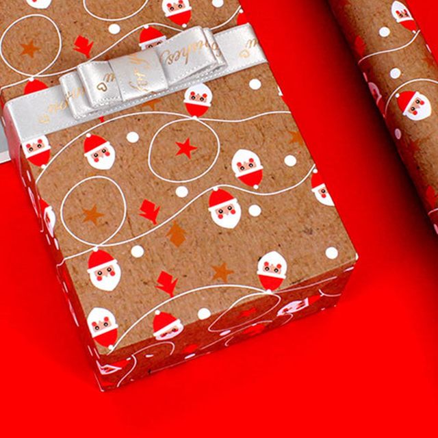 OOKWE 6pcs Christmas Wrapping Paper Gift Present Bag Packing Snowflakes  Santa Snowman Wrap Decor Art Kraft 