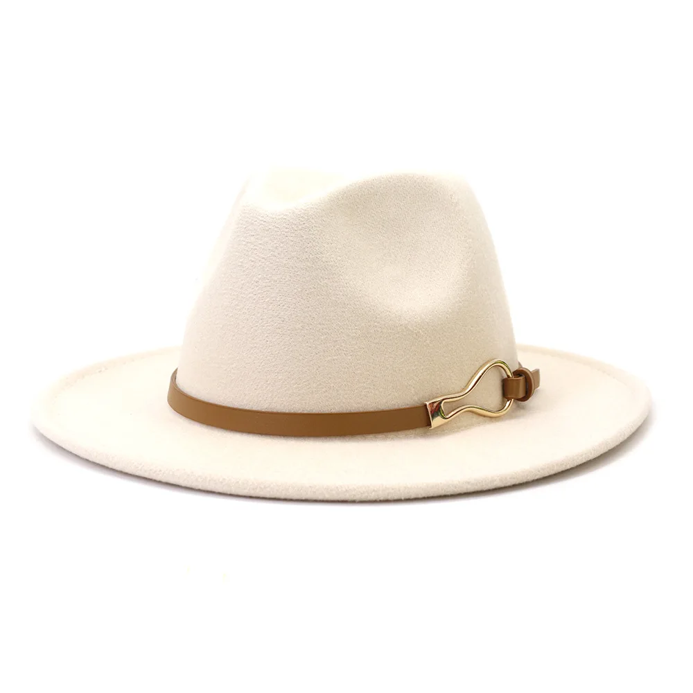 straw fedora European American Men's Women's Woolen Felt Woolen Fedora Hat Jazz Panama Fall Winter Fashionable Vintage Hat and Caps straw fedora