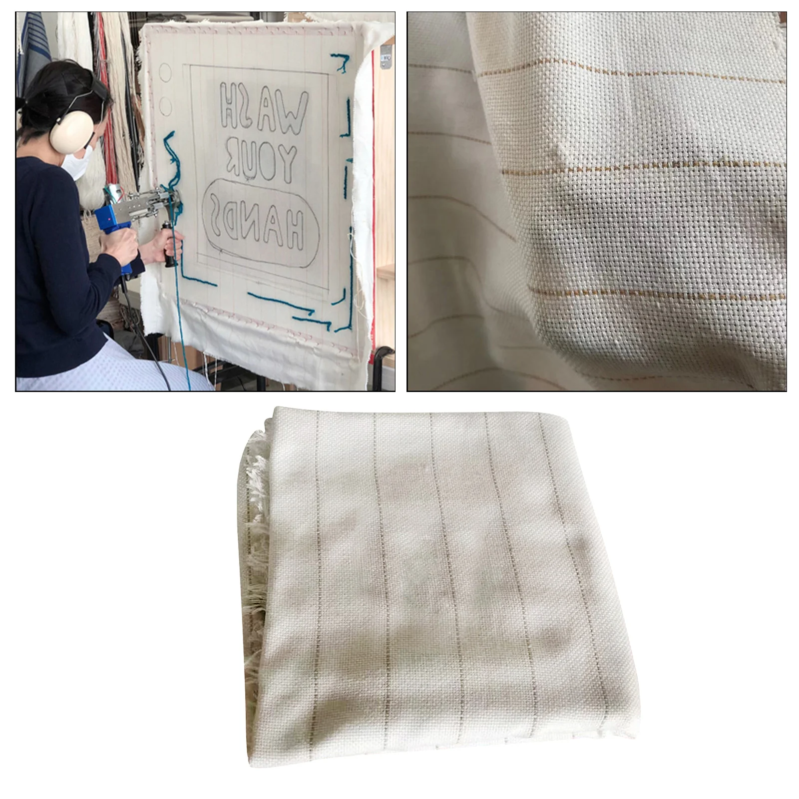 Primary Tufting Cloth with Marked Lines Needlework Fabric Monk's Cloth for Tufting Gun, Rug-Punch, Punch Needle, Tuft The Word