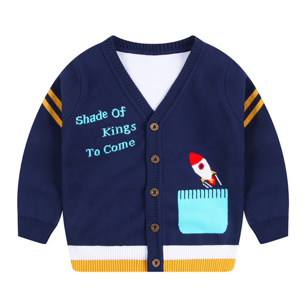 Jlong Spring Children Knitted Cardigan Coat Winter Baby Boys Girls V-neck Cartoon Outwear Autumn Kids Cardigan Sweater 1-7Y