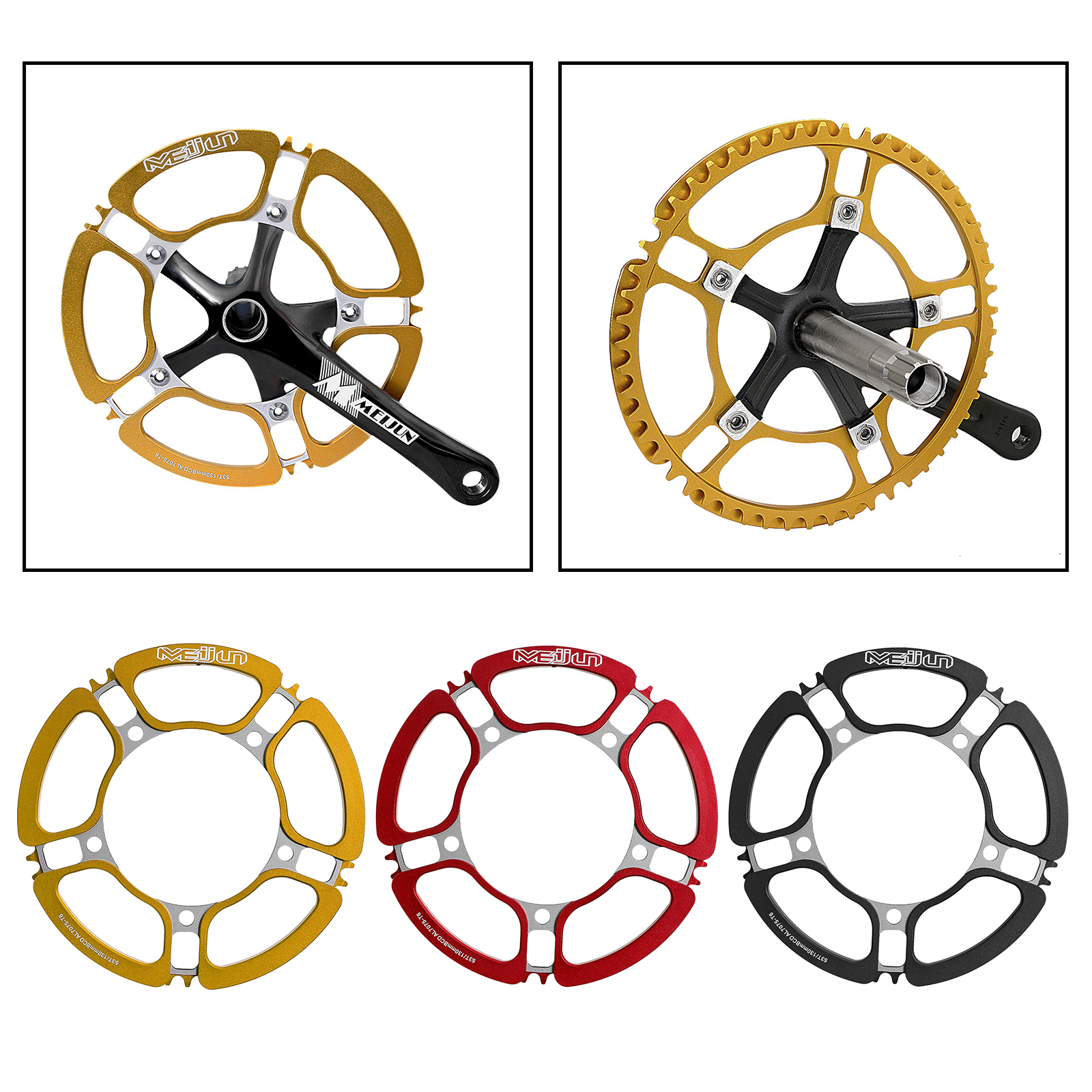 Bicycle Chainring Narrow Wide Single Chain Ring BCD 130mm 53T Aluminum Alloy, Durable & Stable