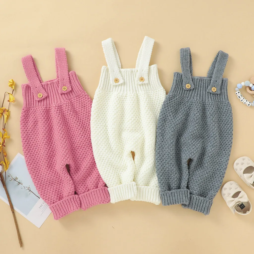 Newborn Baby Girls Boys Winter Knit Outwear Vest Ruffle Sweater Romper Bodysuit 
