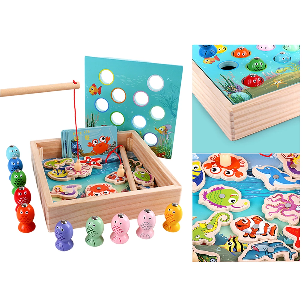 Magnetic Fishing Game 3D Fish Toys Fishing Games Learning Playset Kids Educational Toys for Kids 3-5