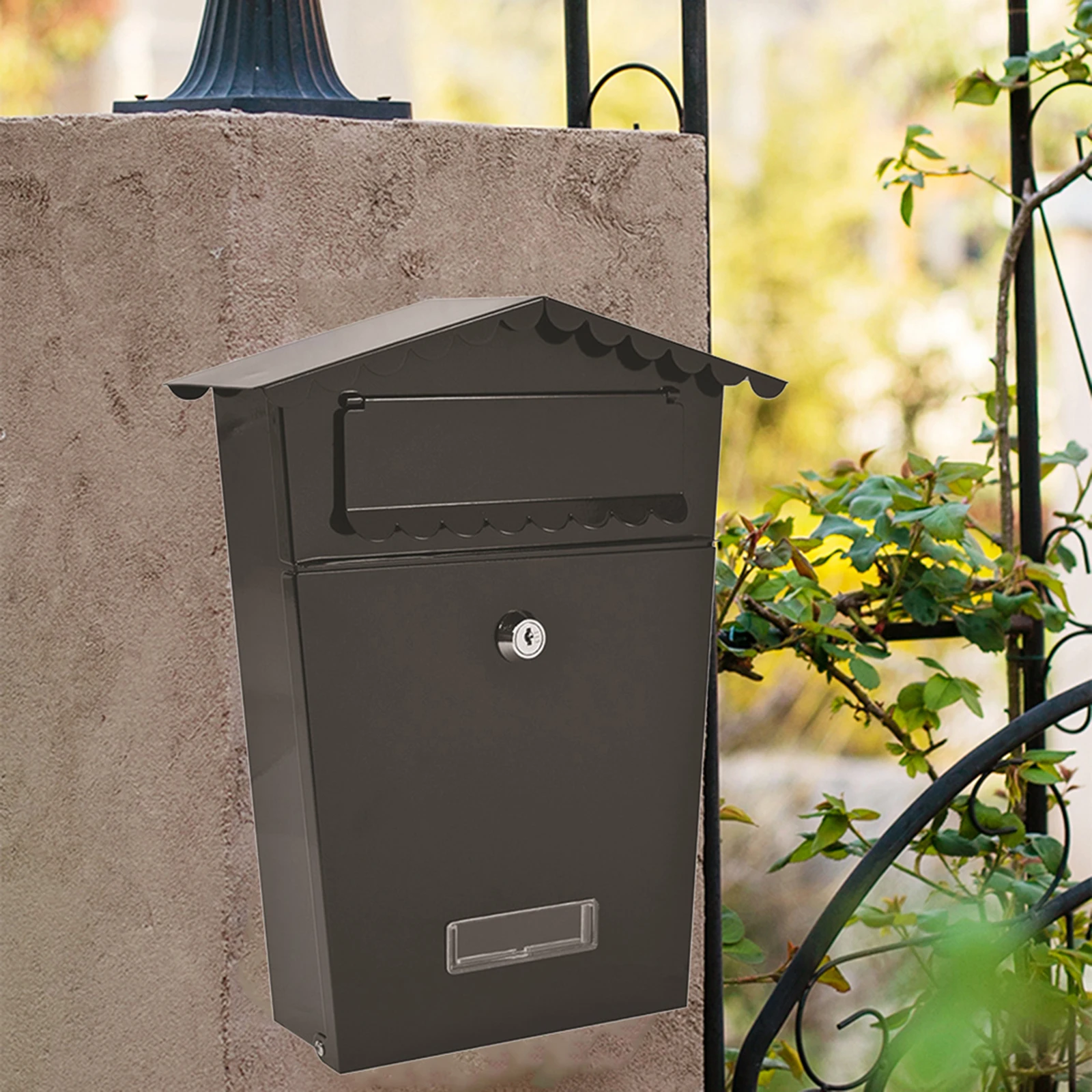 Metal Key Lock Mail Boxes Outdoor Locking Wall Mount Mailbox Security Key Drop Box Collection Boxes 25x8x30cm