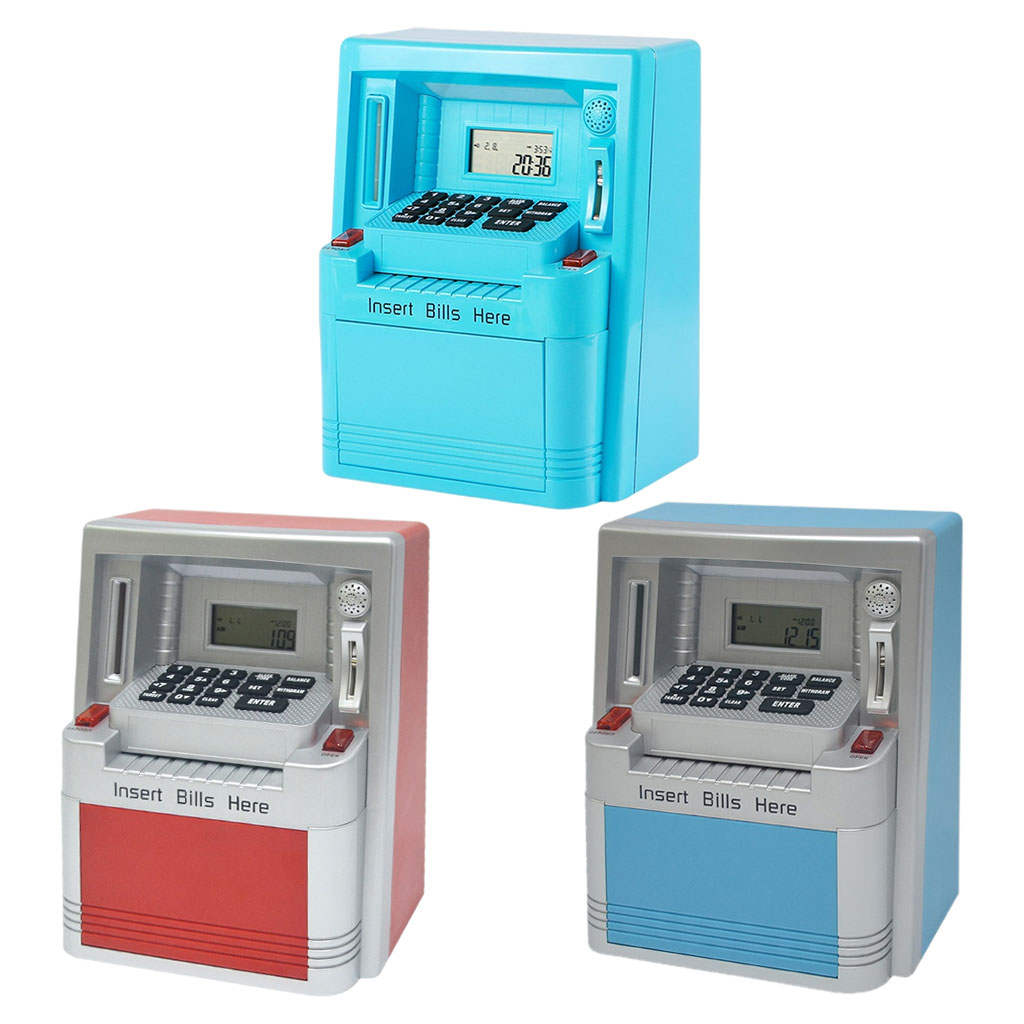 Automatic ATM Piggy Bank Timer and Clock with Alarm Clock Coin Cash Bank Machine Money Saver for Boys Girls Children Xmas Gifts