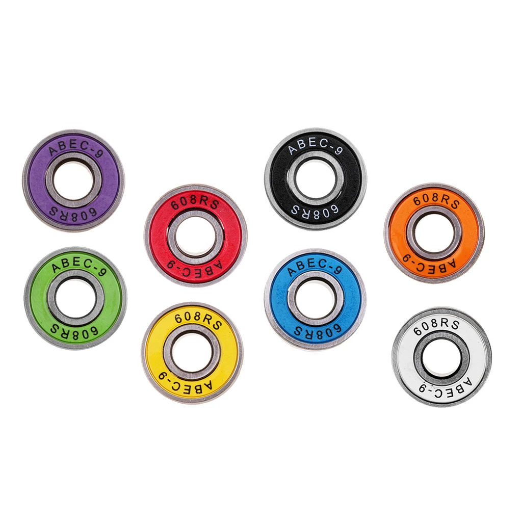 8Pcs ABEC-9 608 2RS Wheel bearing Skateboard Stunt Scooter Inline Roller Skate