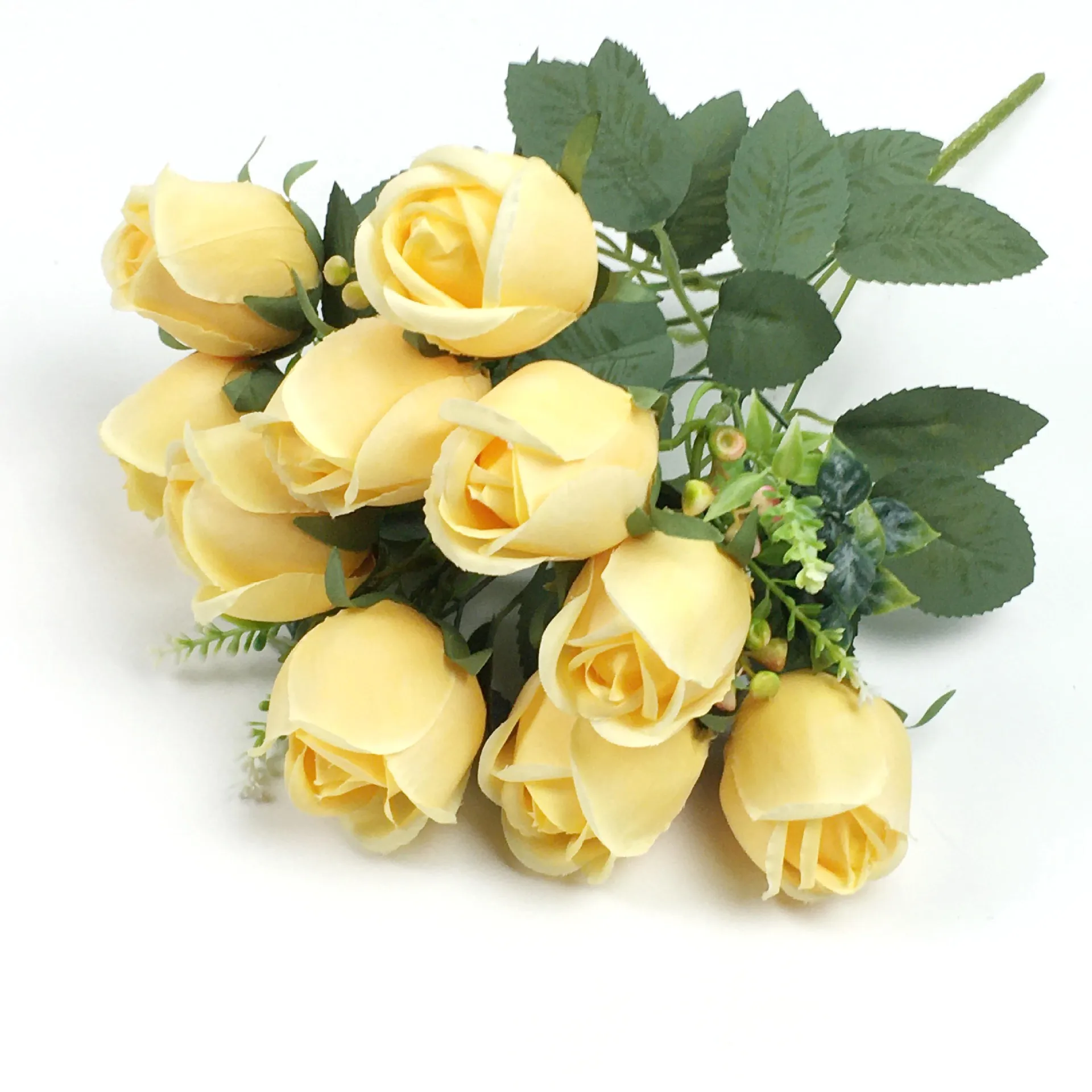 Artificial Rose Bouquet Silk Flower Stem Wedding Arrangement Roses Buds New 