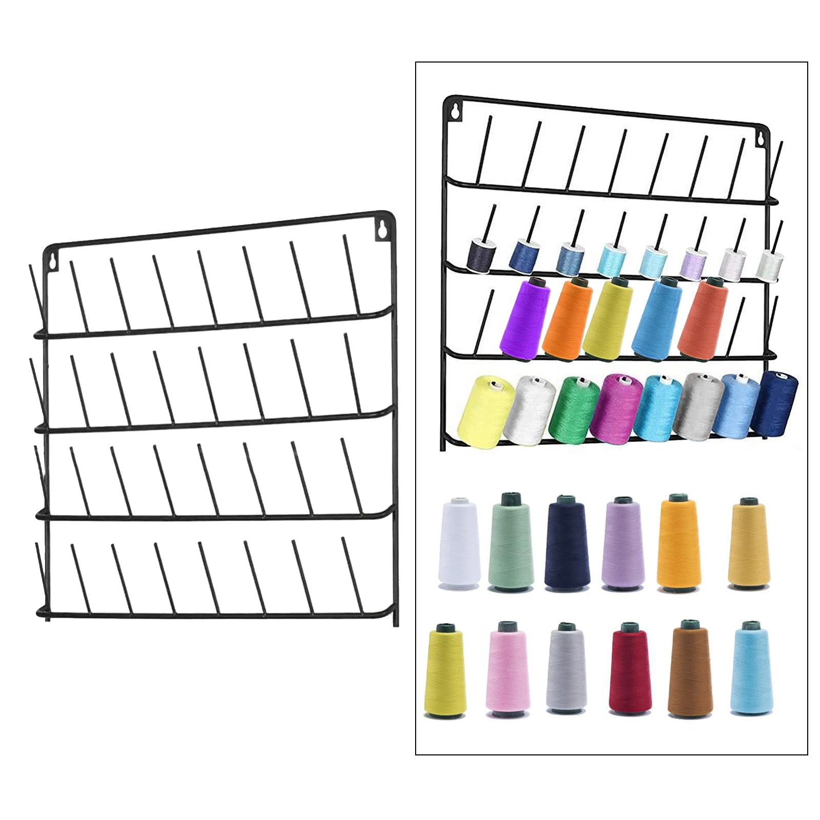 32-Spool Sewing Thread Rack, Wall-Mounted Sewing Thead Holder, Iron Organizer Shelf for Mini Sewing Quilting Jewelry Embroidery