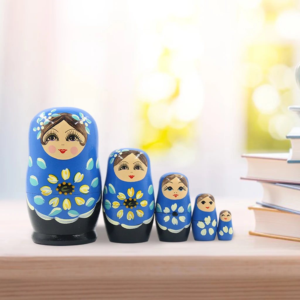 Pack of 5 Hand Painted Russian Nesting Dolls Matryoshka Nested Toy Gift Christmas Mother`s Day Home Decor Halloween
