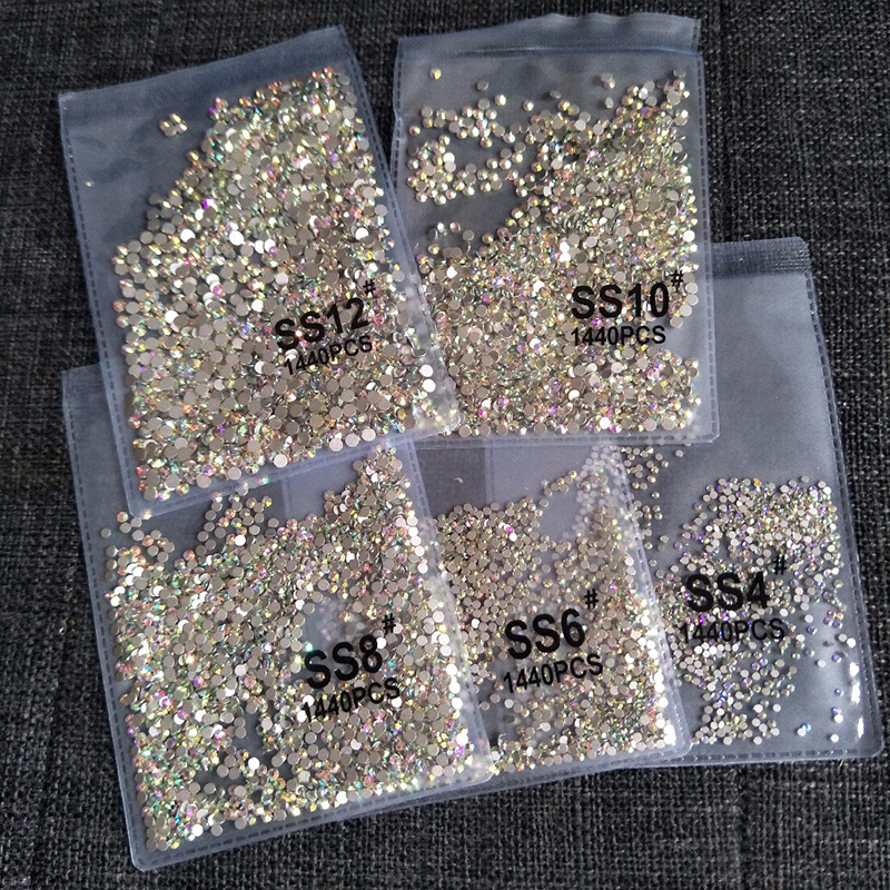 Best of 1440pcs Flatback Nail Crystals Rhinestones For Nails 3D Nail Art Decorations SS3-SS12 DIY Glass Gems Stones AB Clear Rose Gold Reviews & Tips