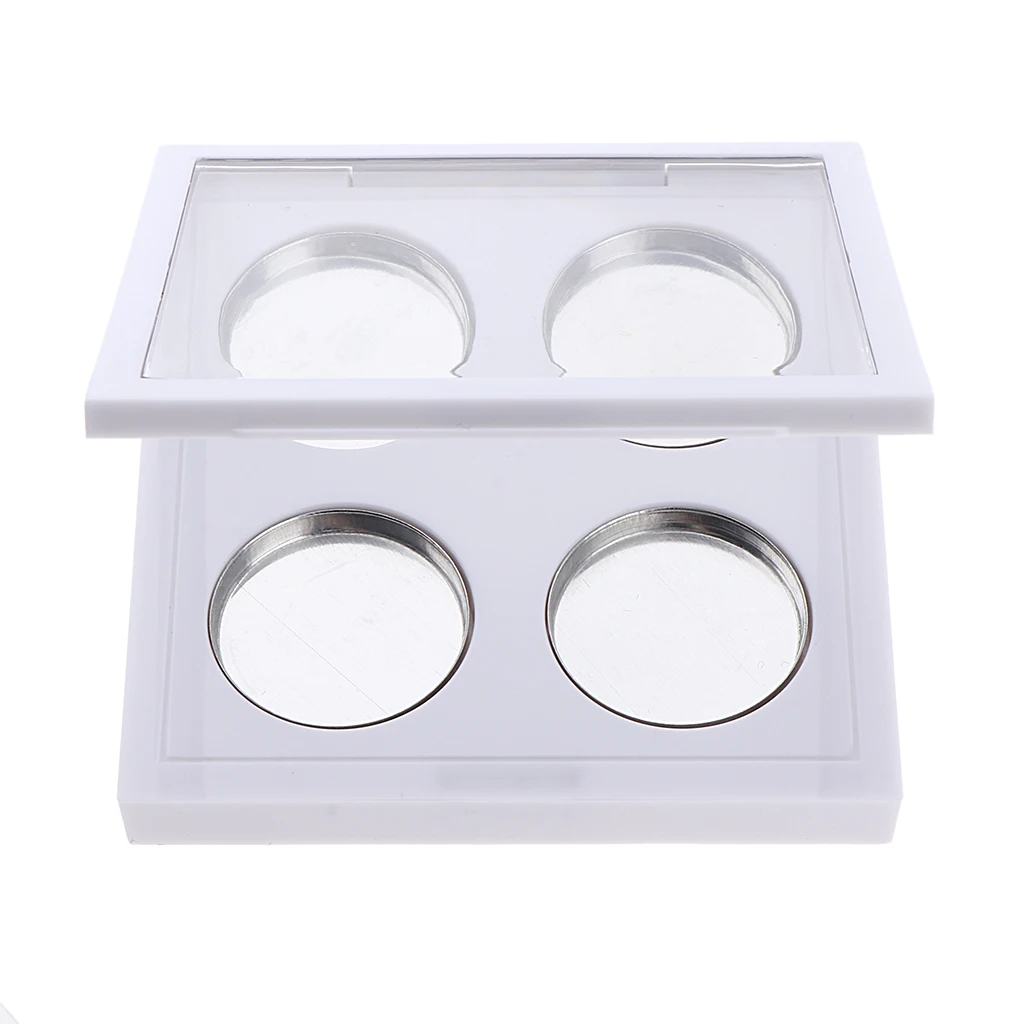 White DIY Empty 4 Grid 26mm Eyeshadow Lipstick Blush Palette Box Case Square