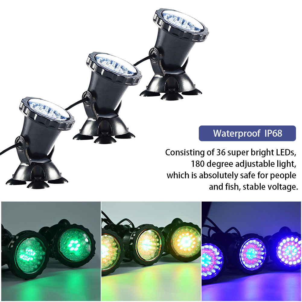 Remoto ao ar Tanque de Peixes à Prova Cor em Mudança Controle Livre Pátio Jardim Subaquática Holofotes Submersível Rgb Piscina Dwaterproof Água 14 Luzes e Iluminação
