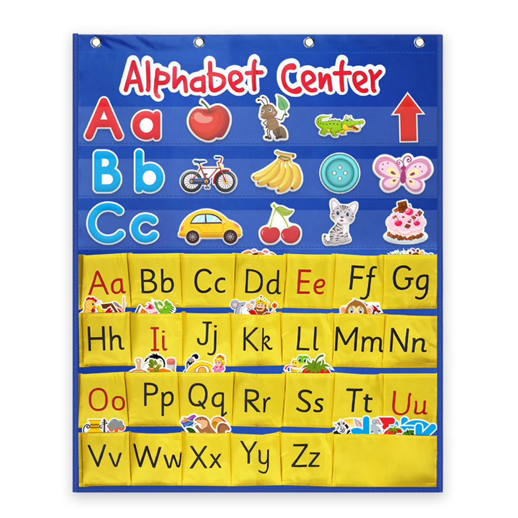 Alphabet Pocket Chart ABC Letter Word Recognition Speech for Listening Learning Spelling Speaking Kindergarten Classroom