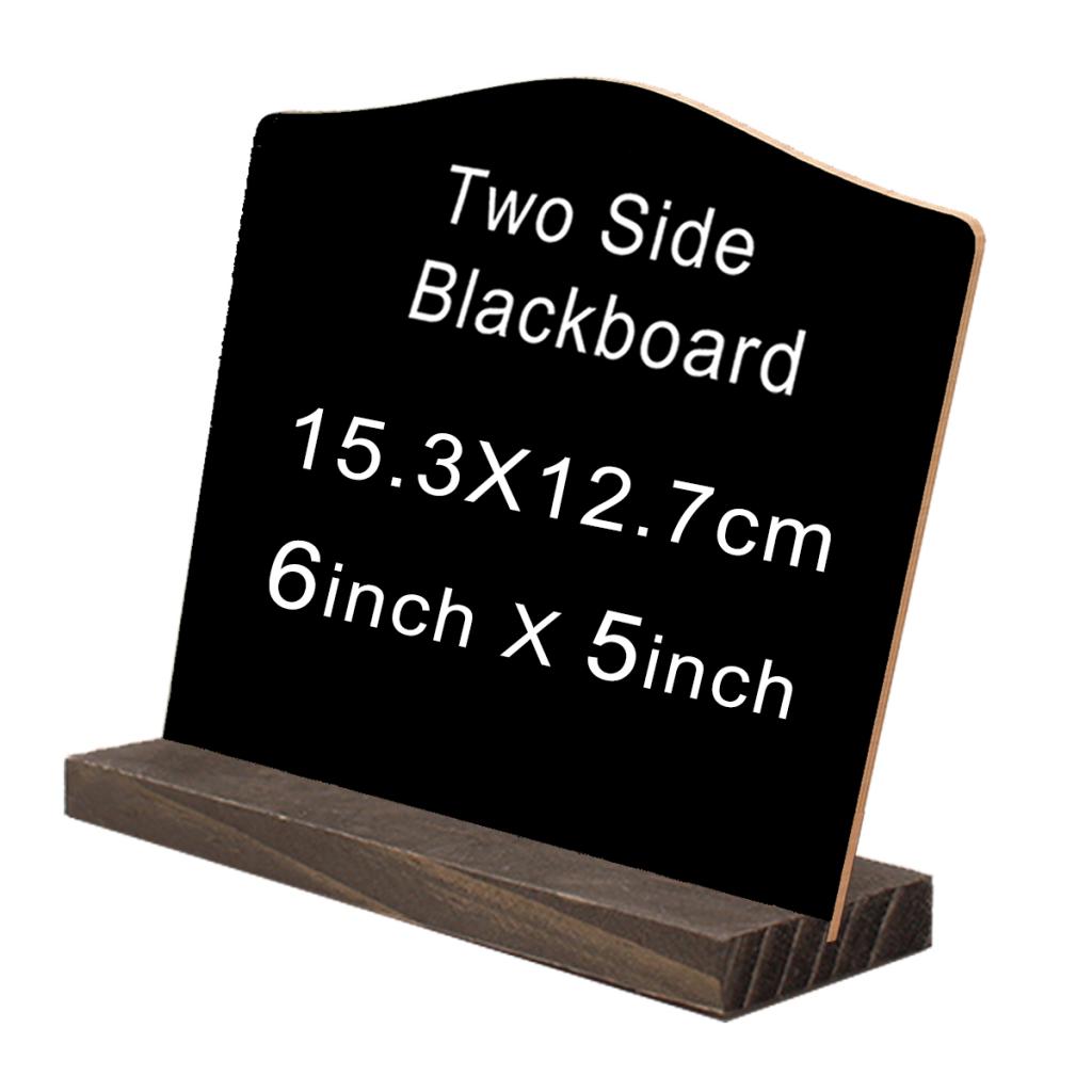 4 x Wooden Mini Blackboard Chalkboard Message Sign Chalk Board Memo Reminder Tags Supporter Stands Base