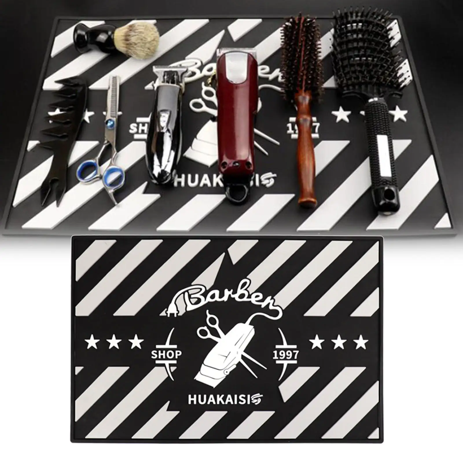 Nonslip Barber Mats Heat-Resistant Table Countertop Flexible for Beauty Salon Barbershop Hair Clippers Hairdressing Tools Comb