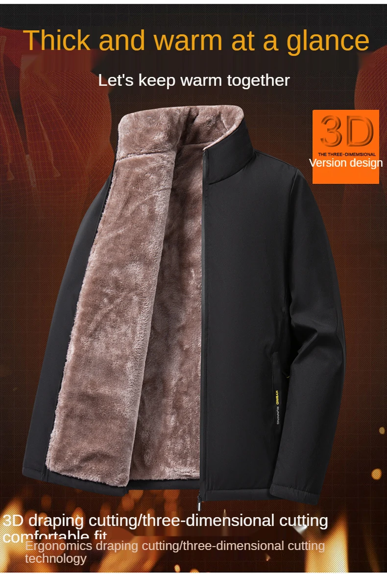 long parka coat Middle-Aged and Elderly Men's Fleece Padded Jacket with High Quality Fabrics In Autumn and Winter To Keep Warm goose coat