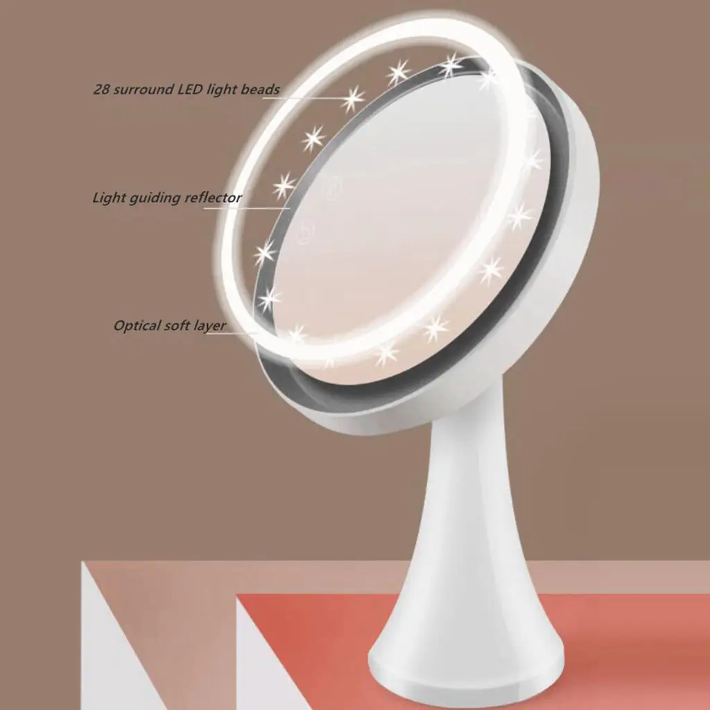 Lighted Makeup Vanity Mirror Rechargeable Touch Sensor Dimmable Tabletop Cosmetic Mirror
