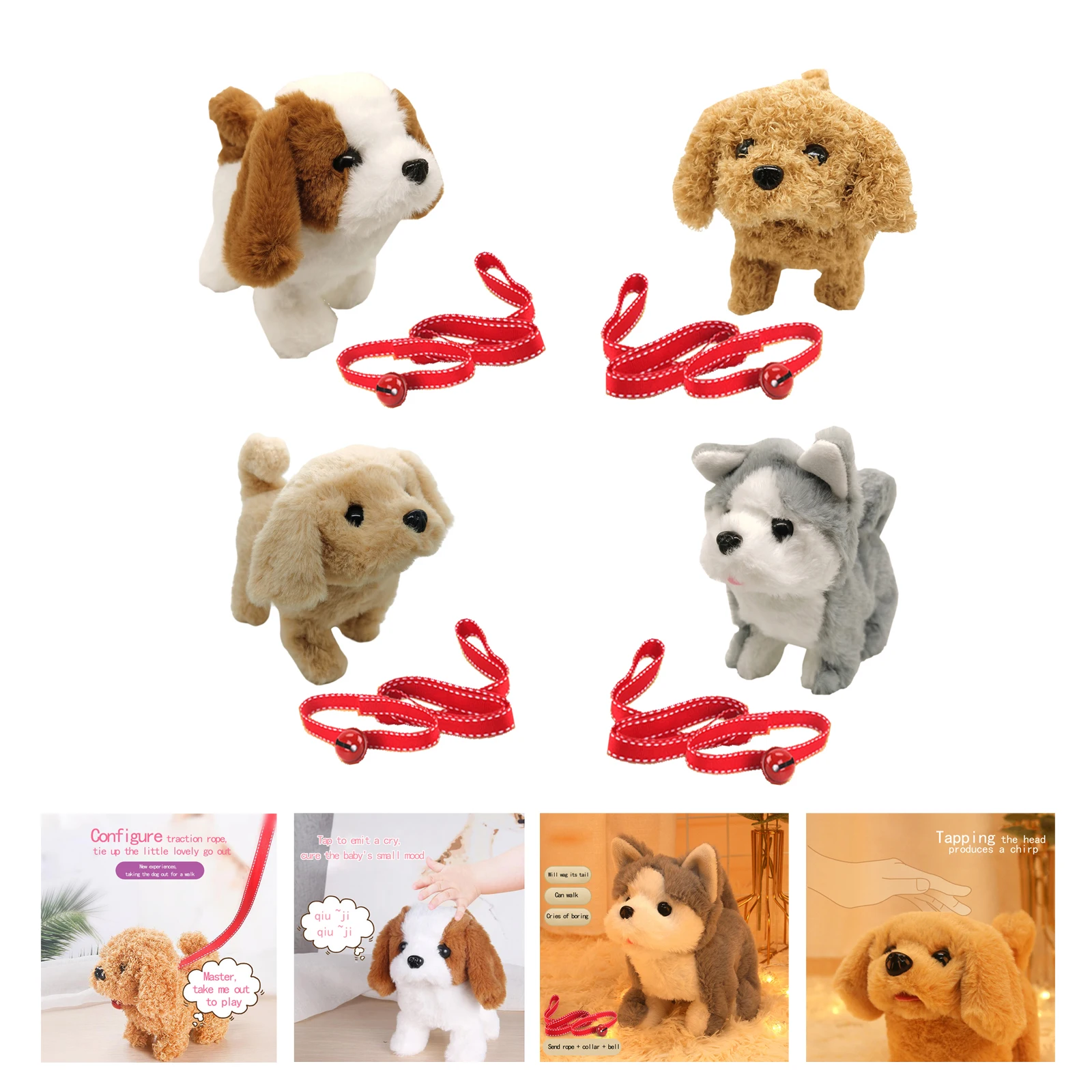 Electronic Plush Dog Barking Tail Wagging Vivid Cute Simulation Animal for Kids Toddlers Birthday Gift Play House Stuff for Kids