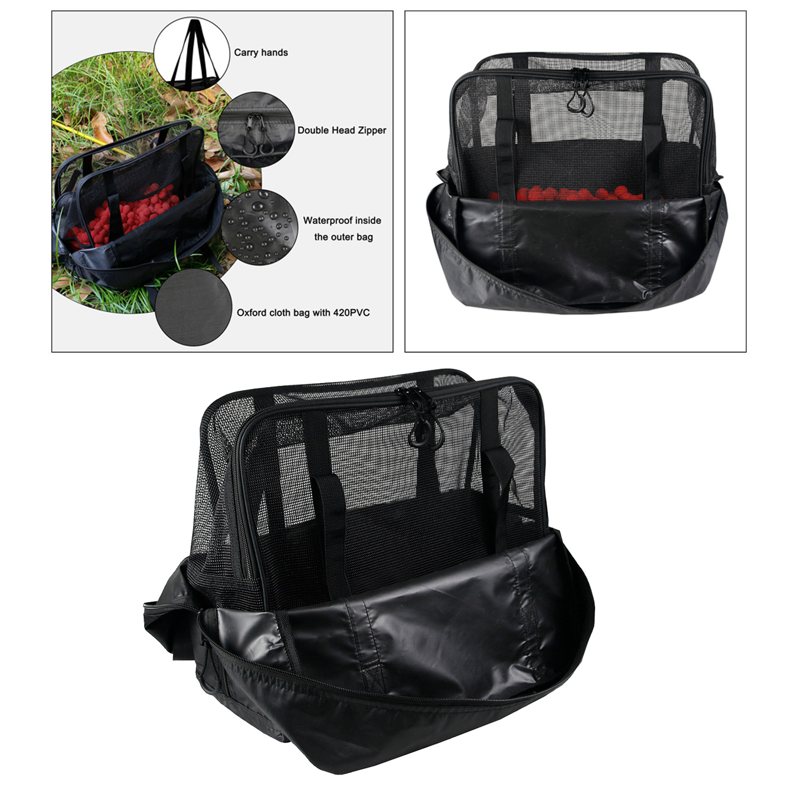 Portable 2 Mesh Layer Drying Totes Bag Dry Net with Zippers Outdoors Fishing Camping Picnic Foods Cookware Storage Dries Net