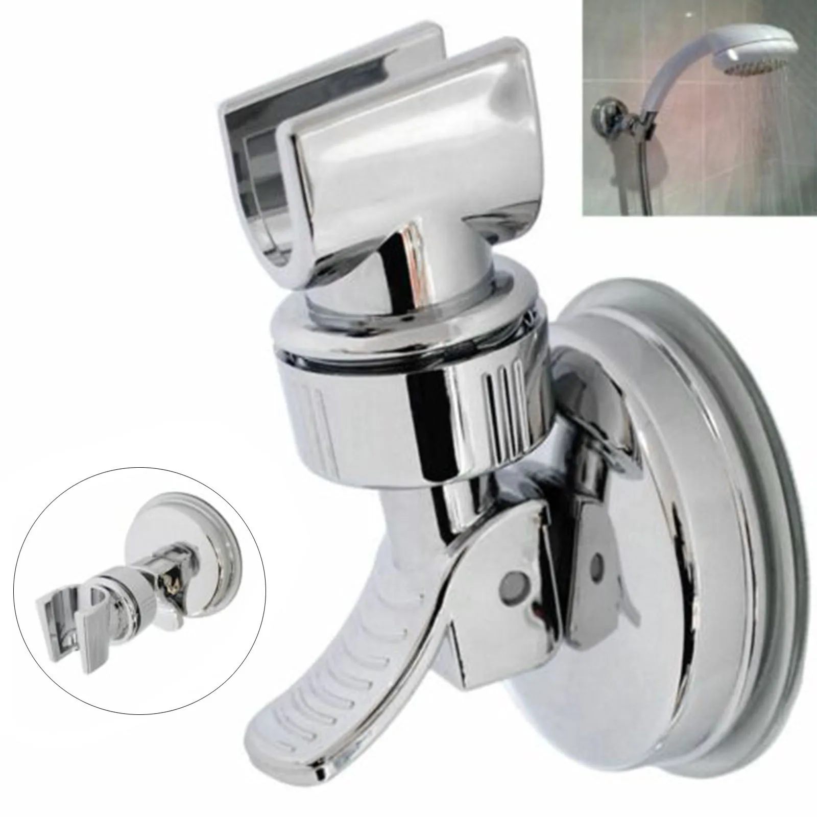 Shower Head Holder Adjustable Suction Bracket Bathroom Wall Mount Silver Home US 