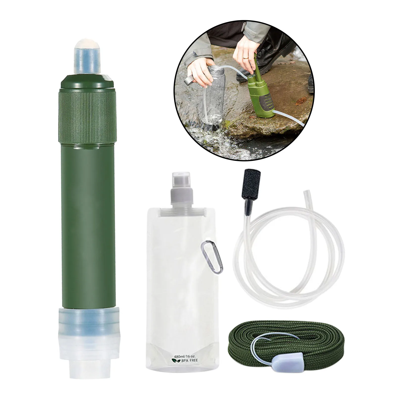 Outdoor Survival Water Filter Personal Purifier Filtration Emergency Gear,