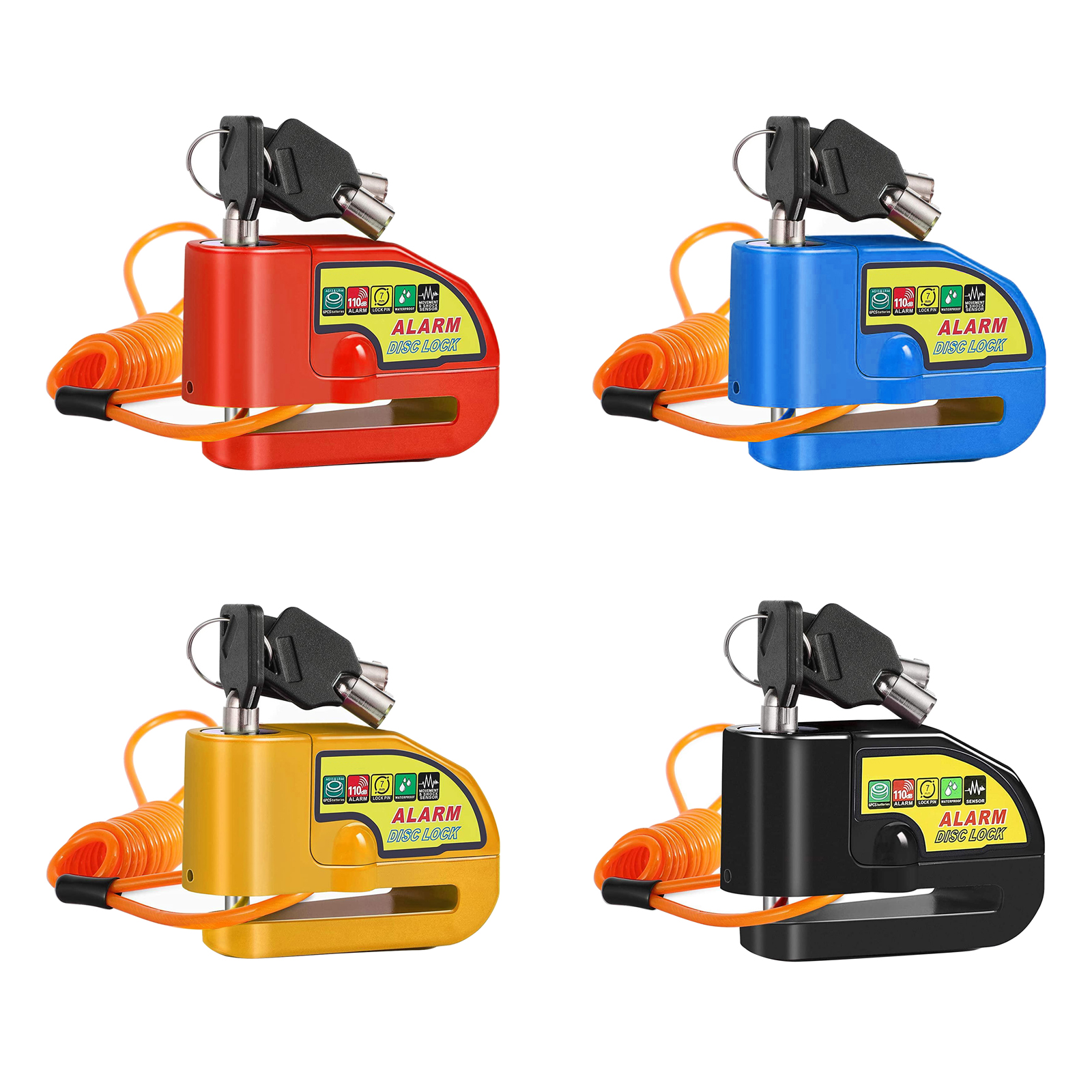 Motorcycles Disc Brake Lock Alarm Anti Theft Heavy Duty with Reminder Cable