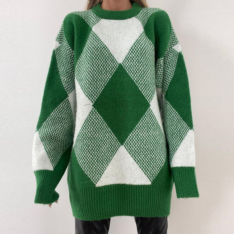 Waliicorners Oversized Sweater Women Loose Plaid Long Sleeve Knitted Casual Soft Outwear Pullover Women Sweater Female 7 H06133b5da630448782056d8f38dd9a6dQ