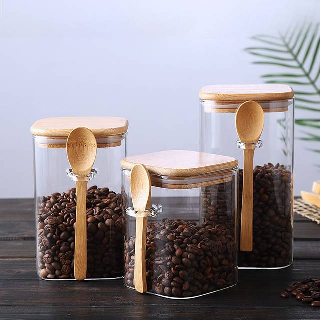 Essos Square Glass Jars with Wooden Lids, Set of 2 Airtight Containers –  Môdern Space Gallery