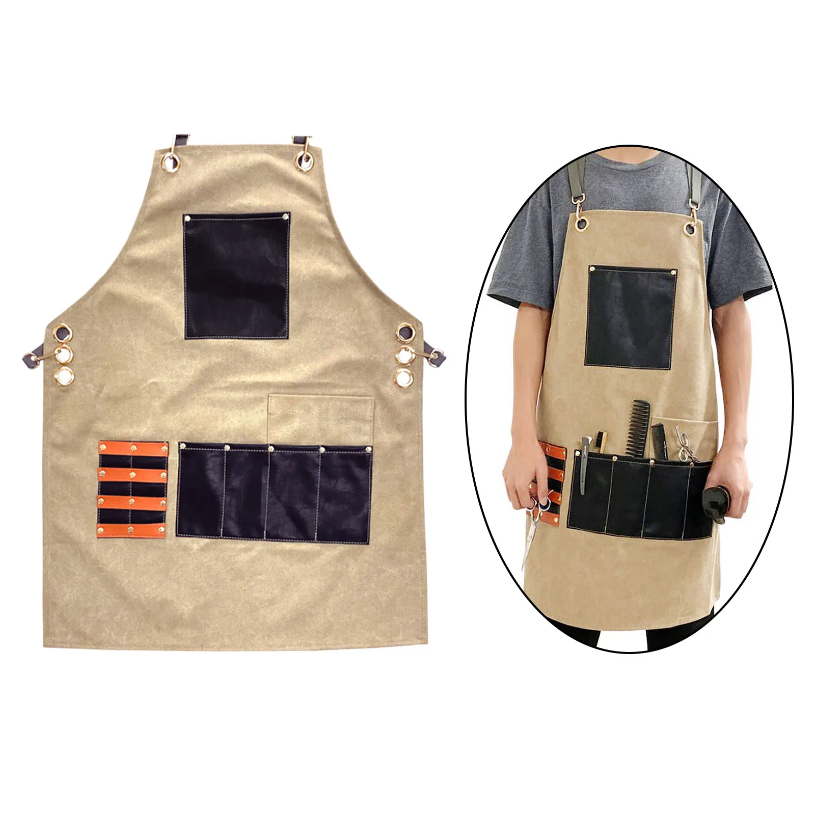 Professional Hair Cutting Hairdressing Barber Apron w/ Pockets Cover for Barber Hairstylist Artist Cloth Craft