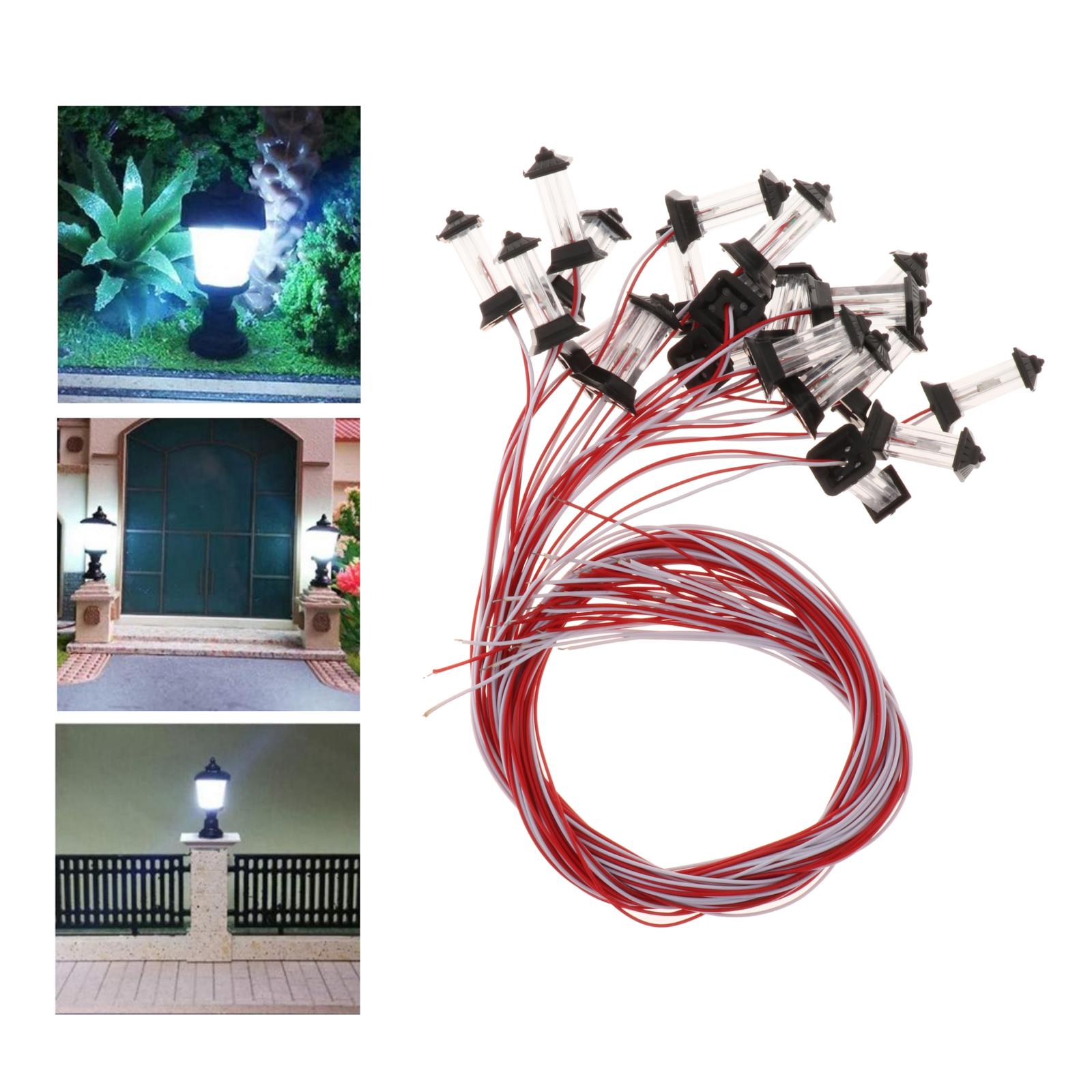 20pcs Model Street Lights Kit Layout Lamppost Train Garden Scenery Led Lamp Lighting 1:100-1:150 Scale DIY Crafts