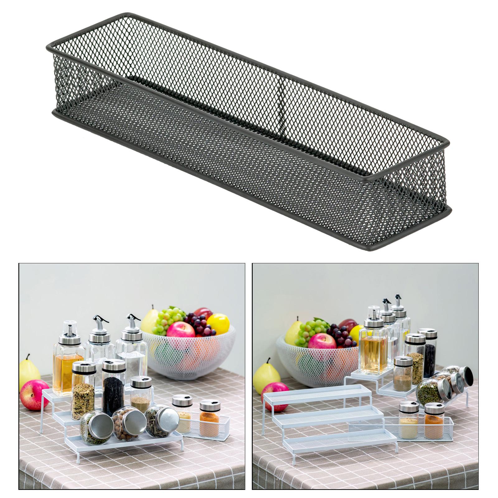 3 Tier Expandable Spice Rack Organizer for Cabinet, Modern Pantry Kitchen Countertop Stand 3 Step Expands Shelf