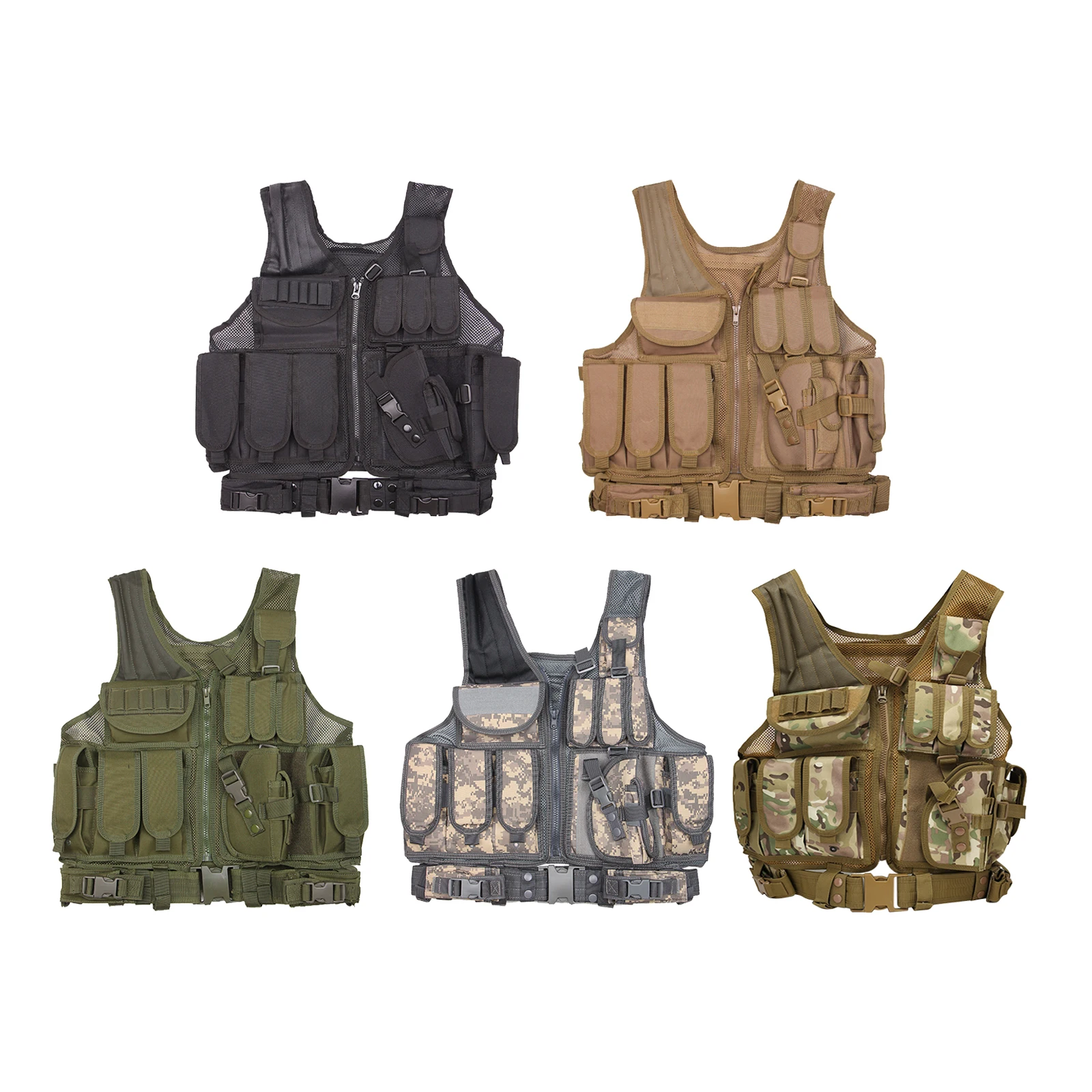 Multifunctional Tactical Vest with Multiple Pouches Outdoor Activities Sports Gaming Training Vest Adjustable