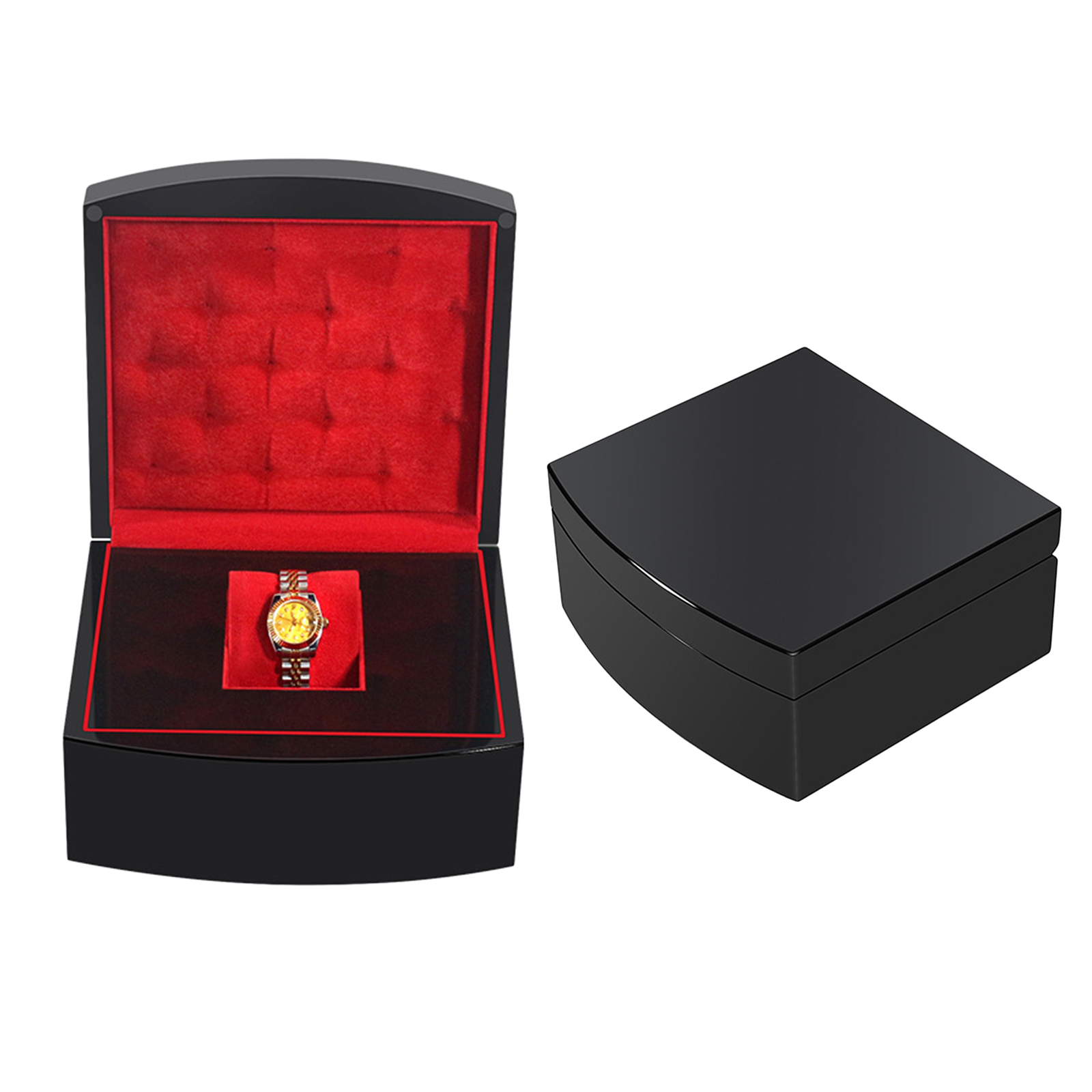 Single Slit Watch Box Flannel Wood Wrist Watch Showcase Portable Organizer for Men Women Travel Gift Bracelet Watch Box