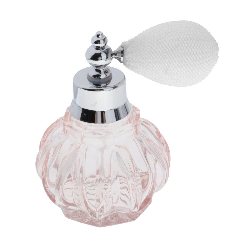 80ml Pink Perfume Bottle Spray Bottle Vintage Style Silver Cap w/ Tassel