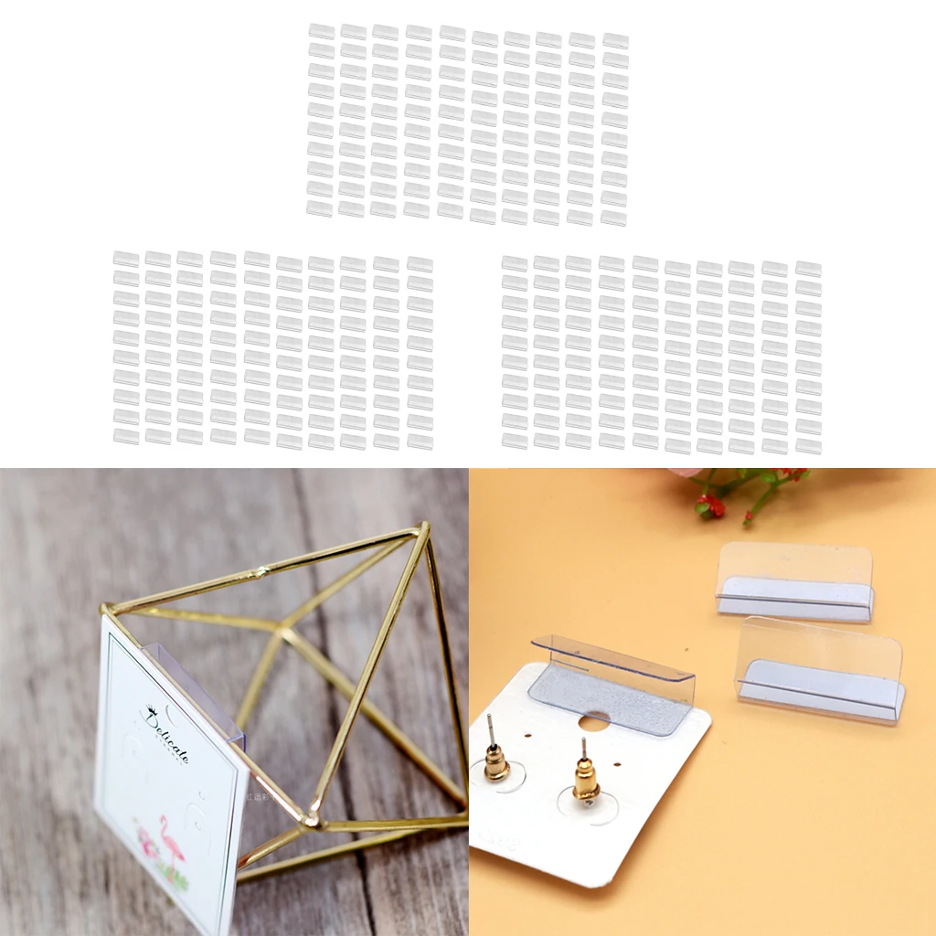 300 Pieces Earring Card Adapter Self-Adhesive Lip Adapter Plastic Lip Hanger for Earring Necklace Card Display (1 x 1.2 inch)	*