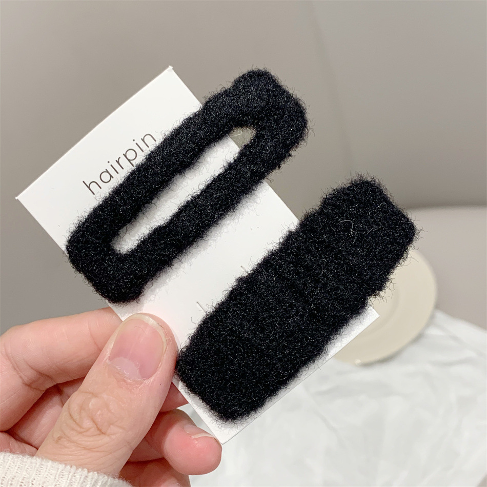 2 stücke Mode Warme Woolen Haarnadel Solide Rechteck Haar Clip Koreanischen Stil Einfache Haar Snap Seite Haar Halter Bobby pin Für Frauen – Detail 6