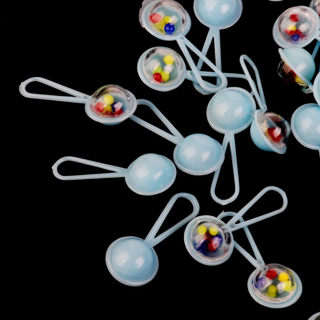 150pcs Blue Mini Rattles Safety Pins Pacifier Charms Table Scatters Decoration Christening Baby Shower Supplies