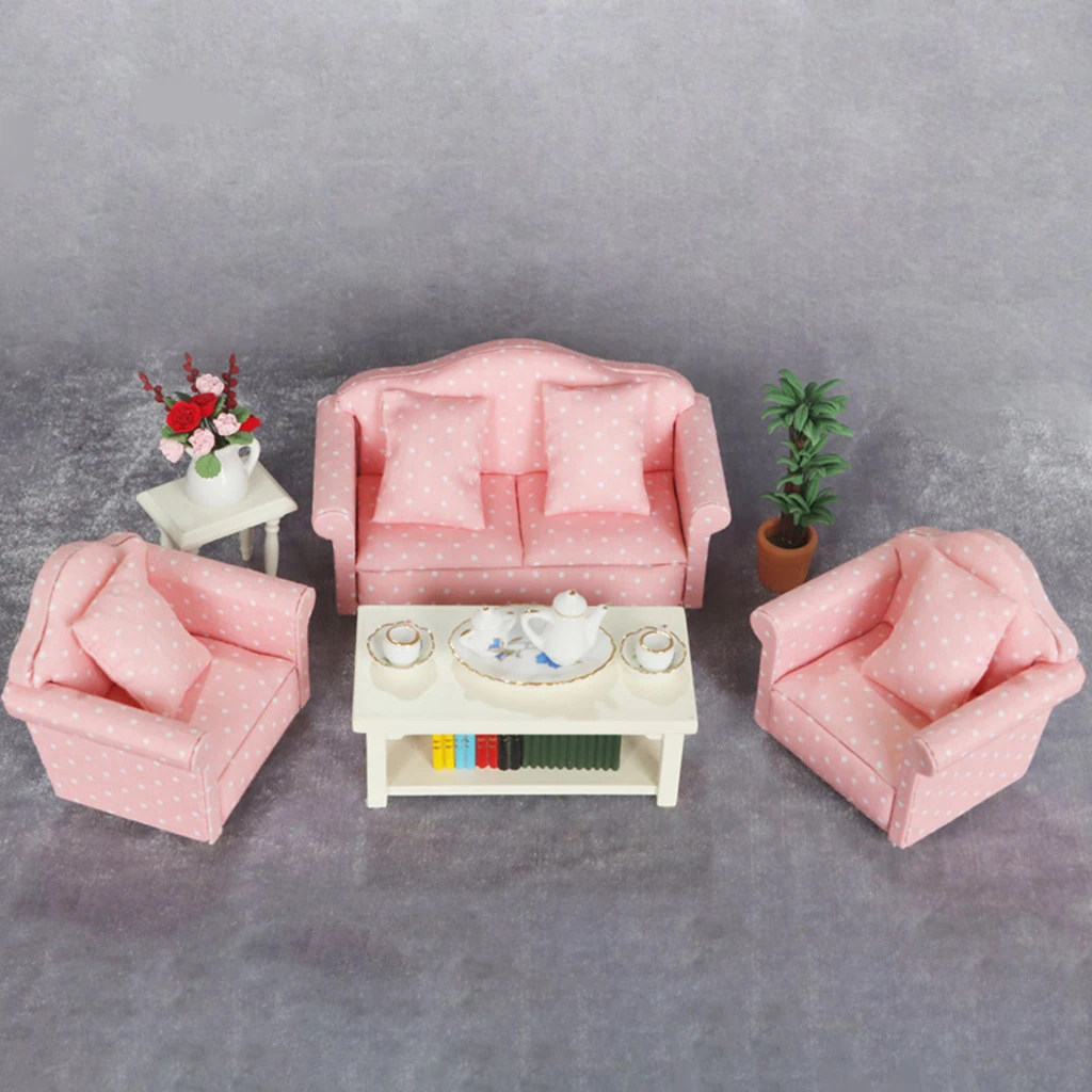 Details about   Wooden 1:12 Scale Dollhouse Miniature Furniture Living Room Sofa Table Set 