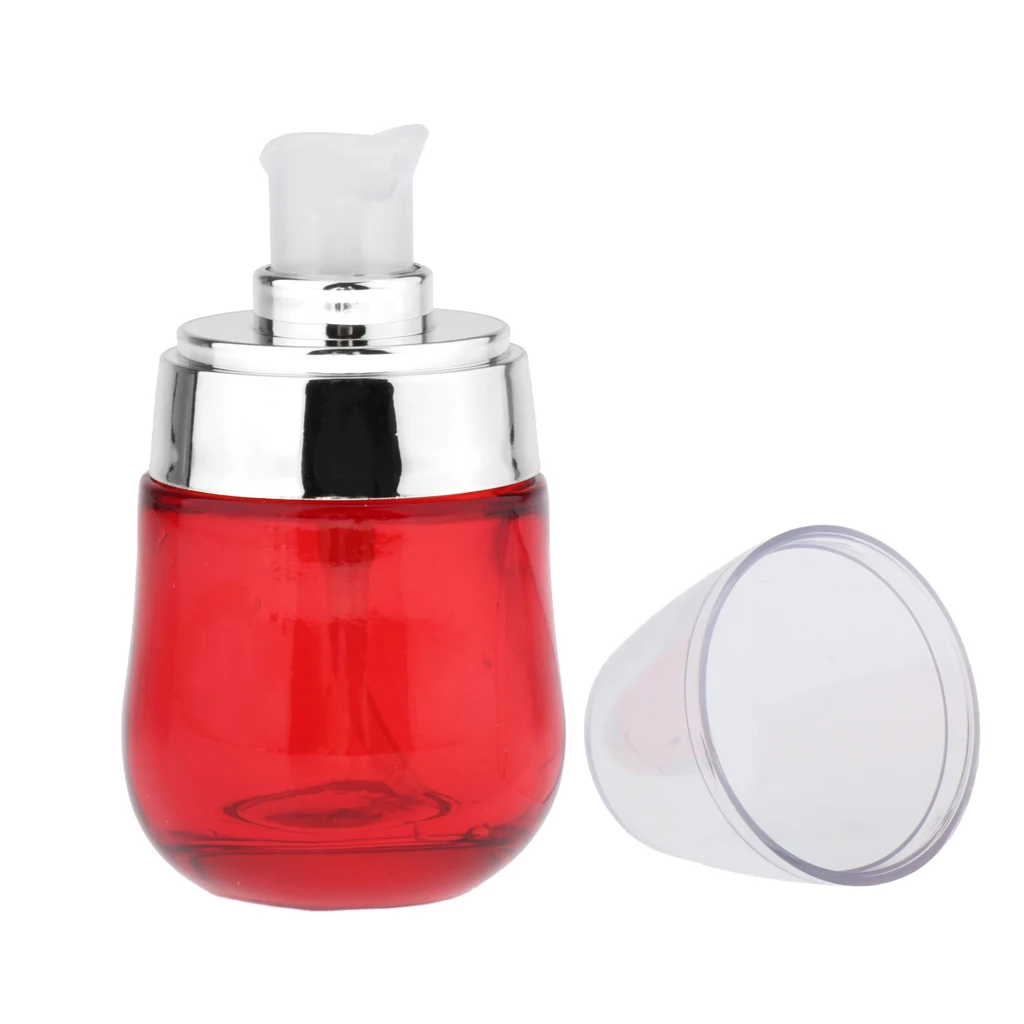 1 Piece Airless Pump Bottle, 30ml Glass Empty Red Color Refillable Travel