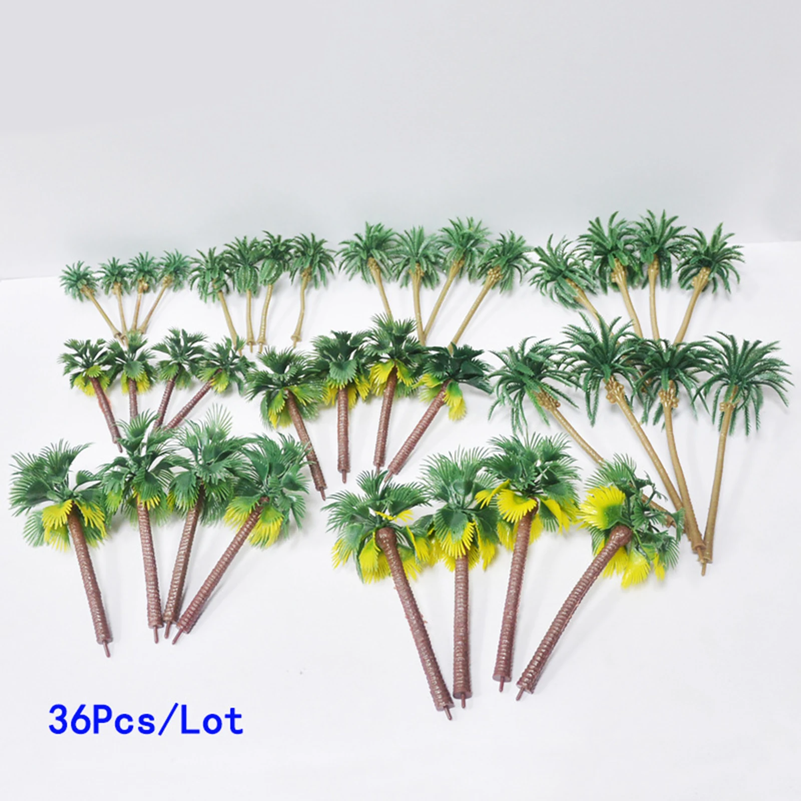 36 Pieces Landscape Model Trees Coconut Palm Tree Train Railways Scenery Diorama Models